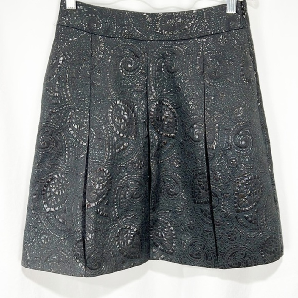Nwot Banana Republic Black Skirt Jacquard Box Pleated Skirt, Sz 4P